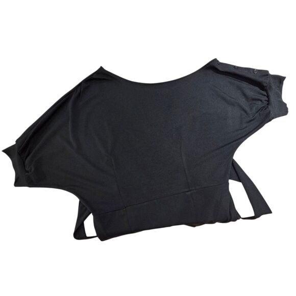 LilyIn Black Sheath Dress Knee Length Asymmetrical Boat Neck Side Pockets Size L - Picture 9 of 11